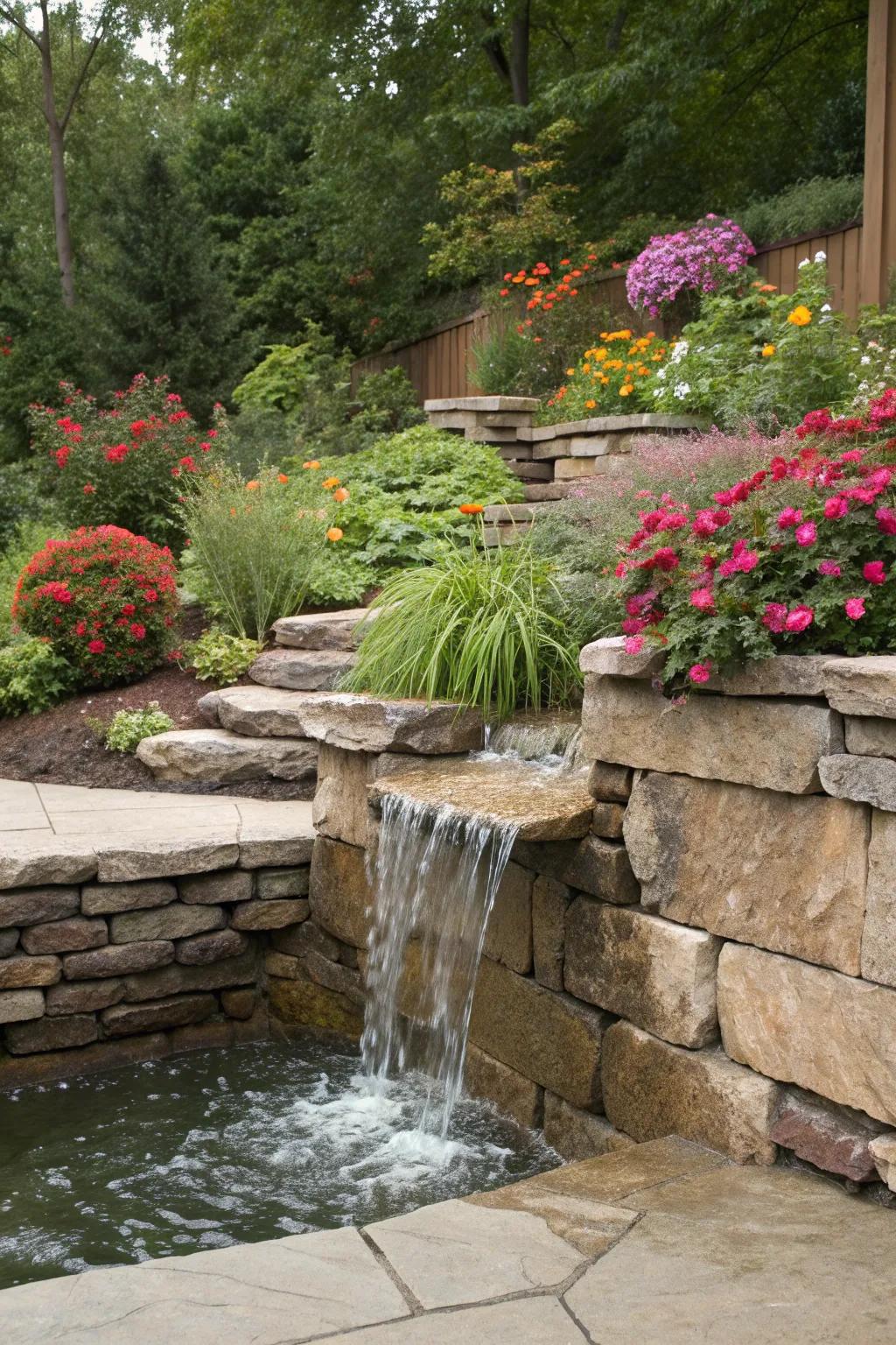 Lush plant life enhances the natural beauty of your waterfall.