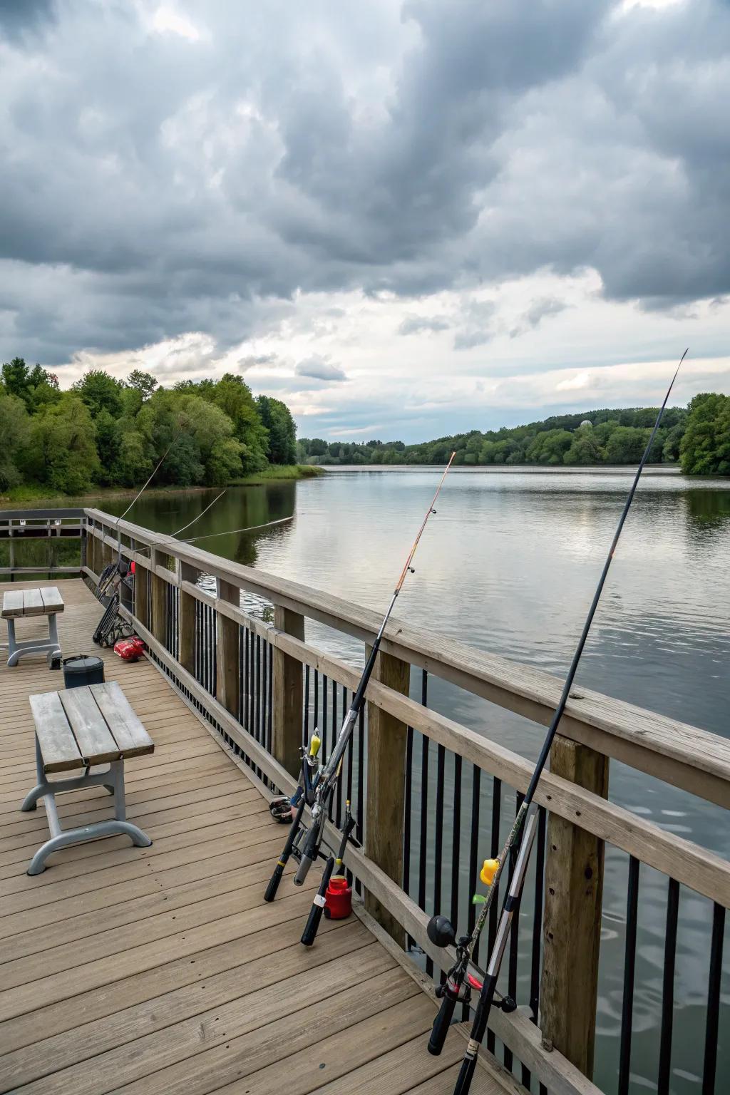 A fisherman's dream dock with all the essentials for a great catch.