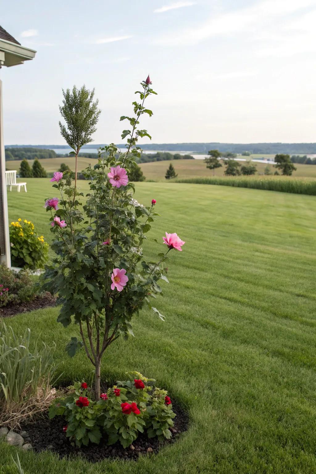 Enhance open spaces with Rose of Sharon accents.
