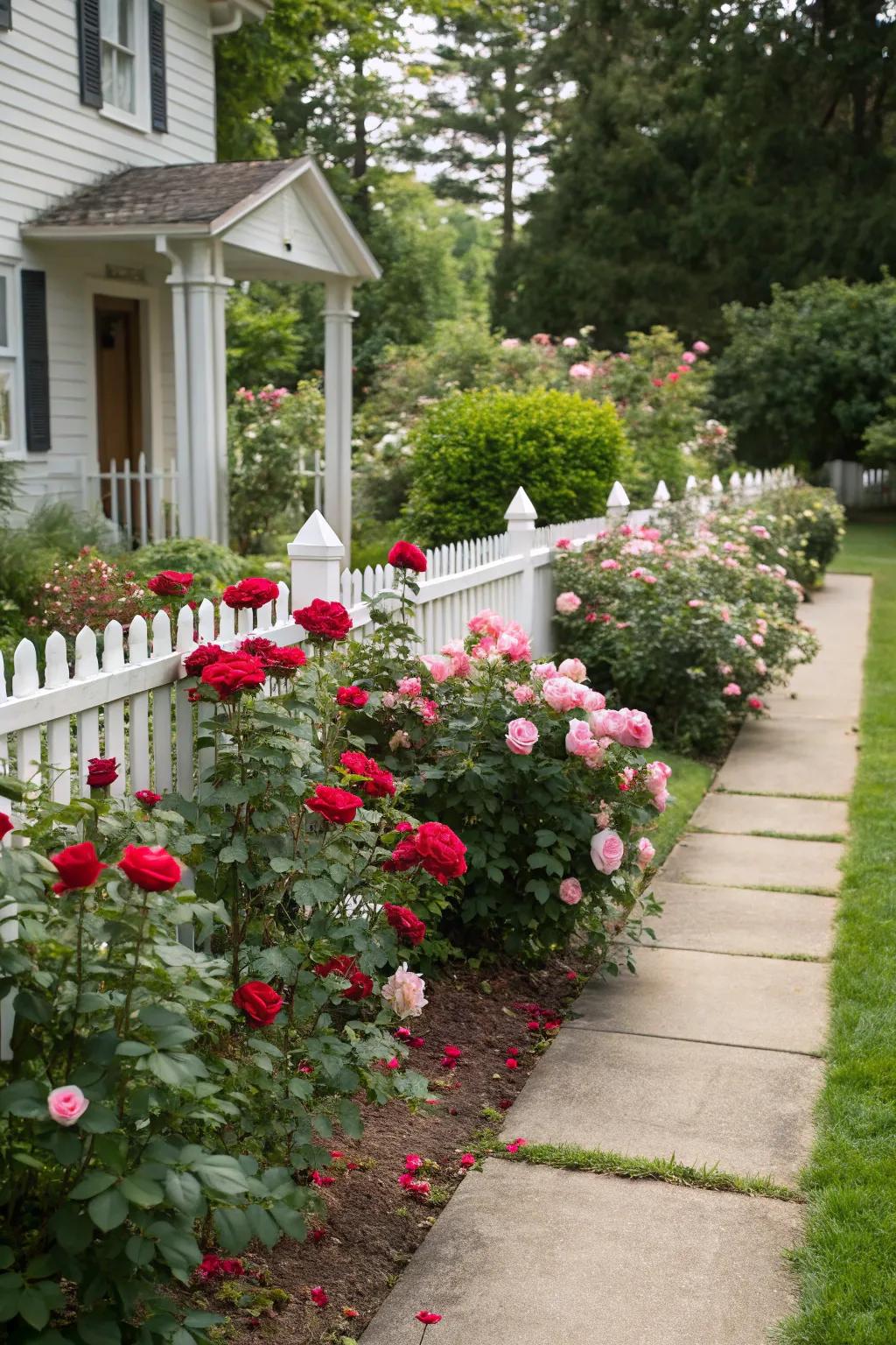 Define your garden with rose bush edging.