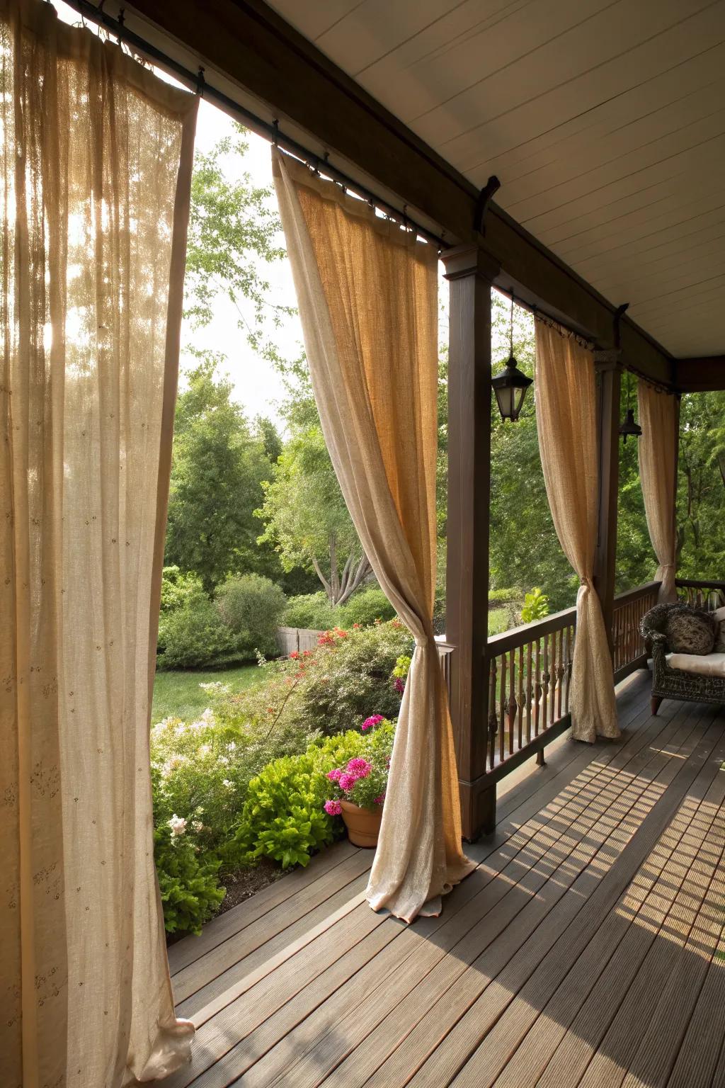 Earth-tone curtains blend seamlessly with nature.