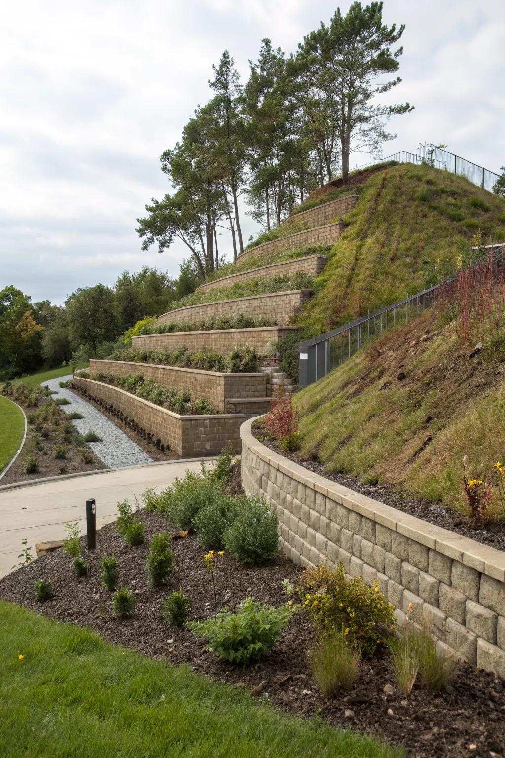 Add structure with terracing around your septic mound.