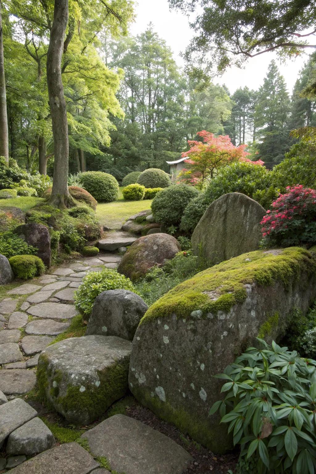 Rock gardens offer texture and visual interest.