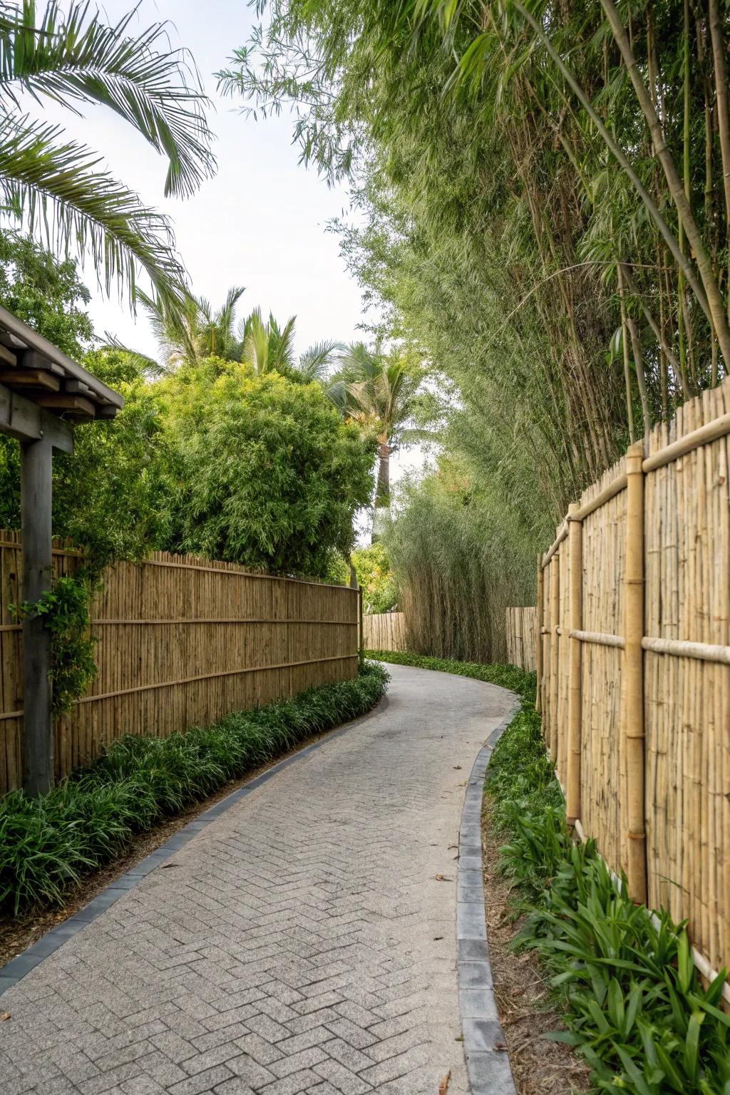 Bamboo fencing brings a tropical and eco-friendly vibe to shared spaces.