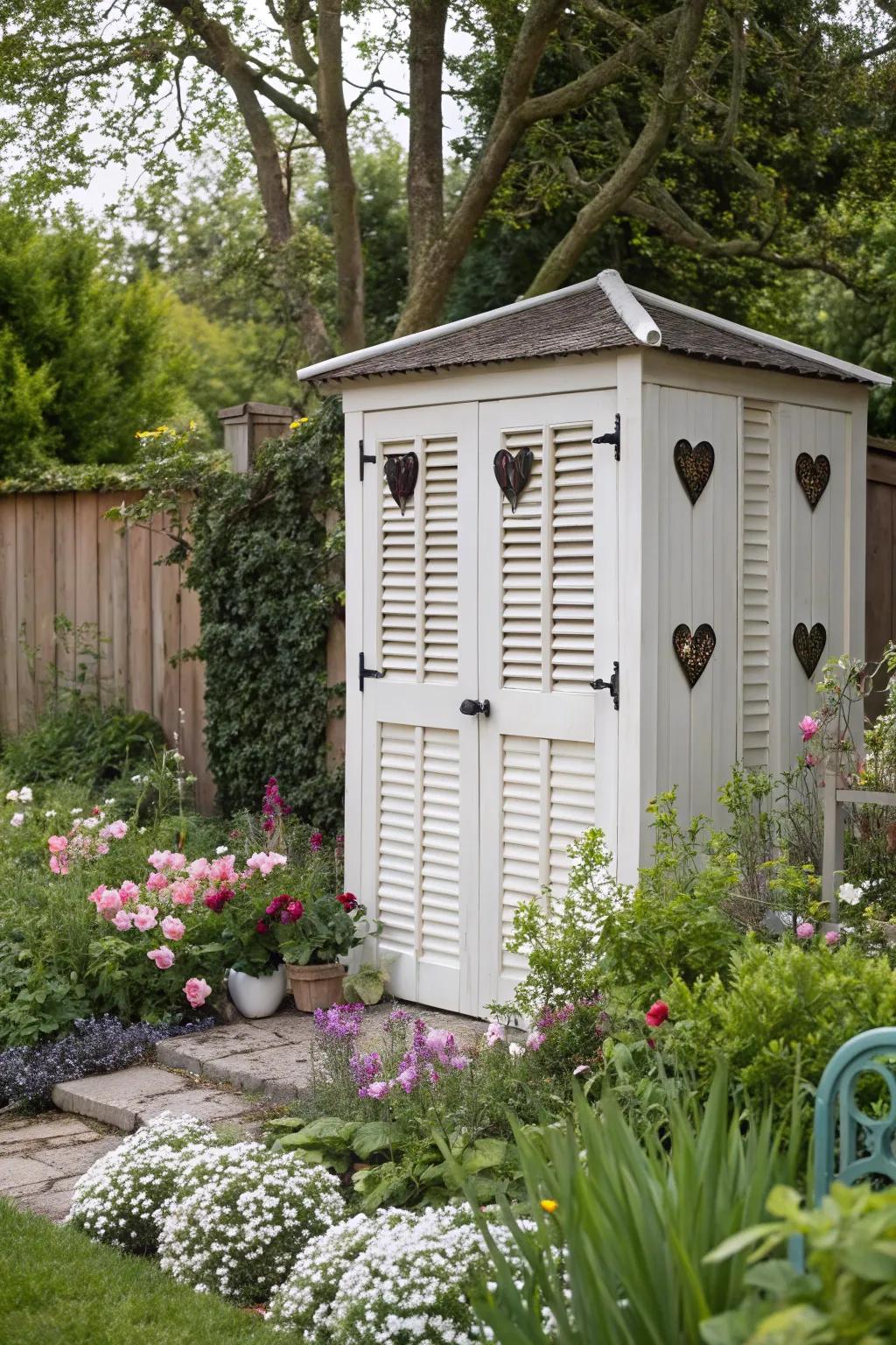 Cottage-style shutters add whimsy and charm.