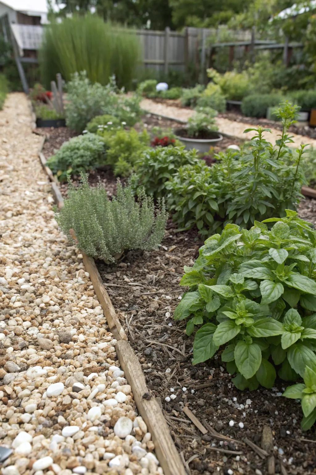 Enhance your herb garden with crushed seashell mulch.