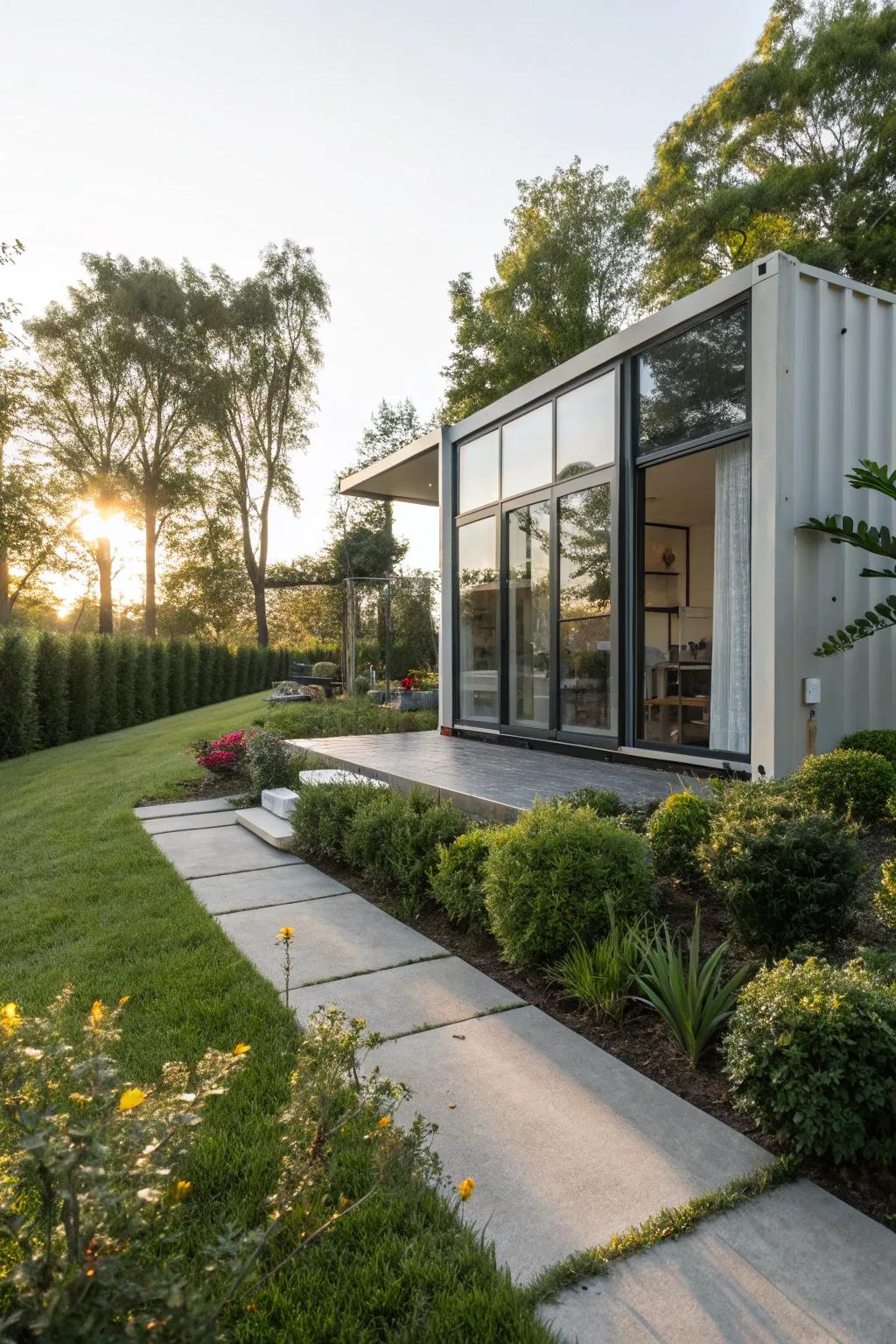 Concrete slabs provide a smooth and secure base for container homes.
