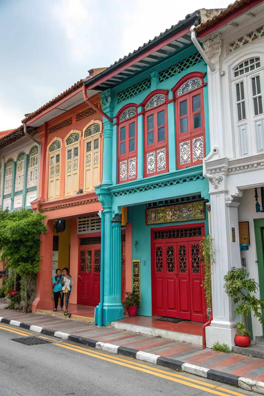 Bold colors bring vibrancy and character to a shop house façade