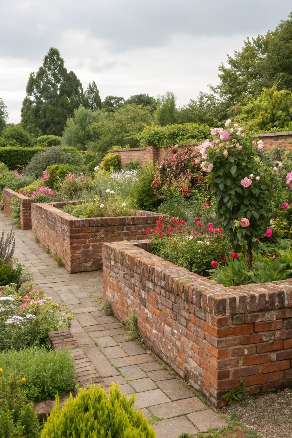 Add depth to your garden with textured and colorful bricks.