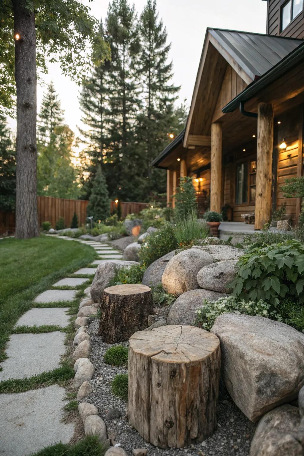 Natural elements offer rustic charm.
