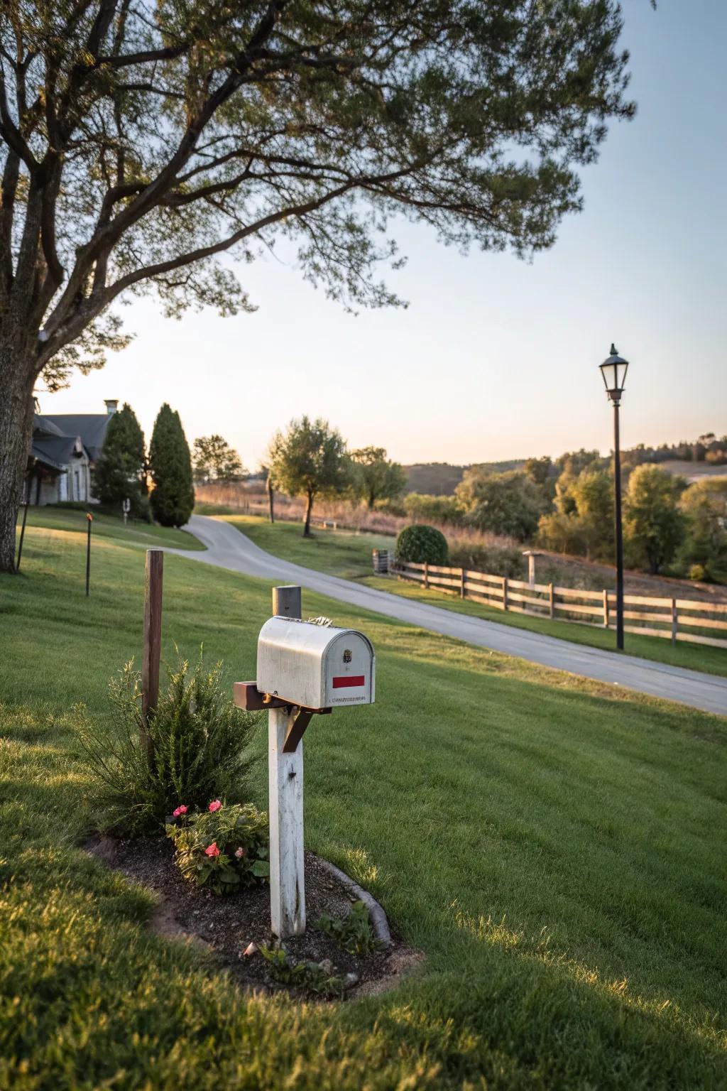 Natural borders neatly defining a mailbox area.