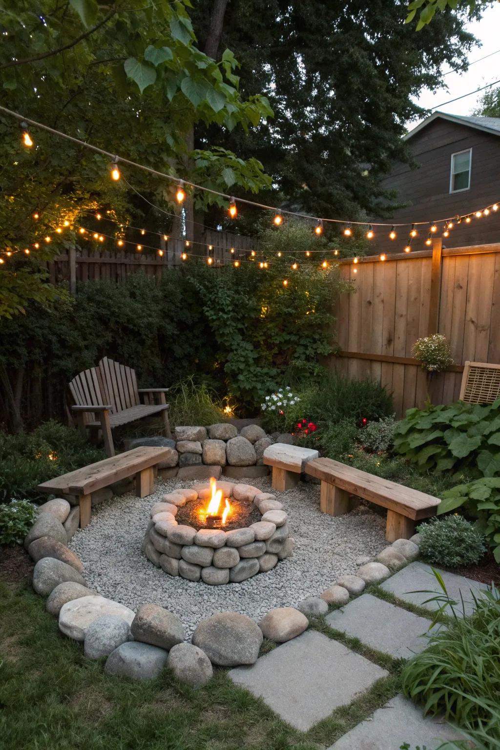 A compact fire pit is perfect for smaller outdoor spaces.