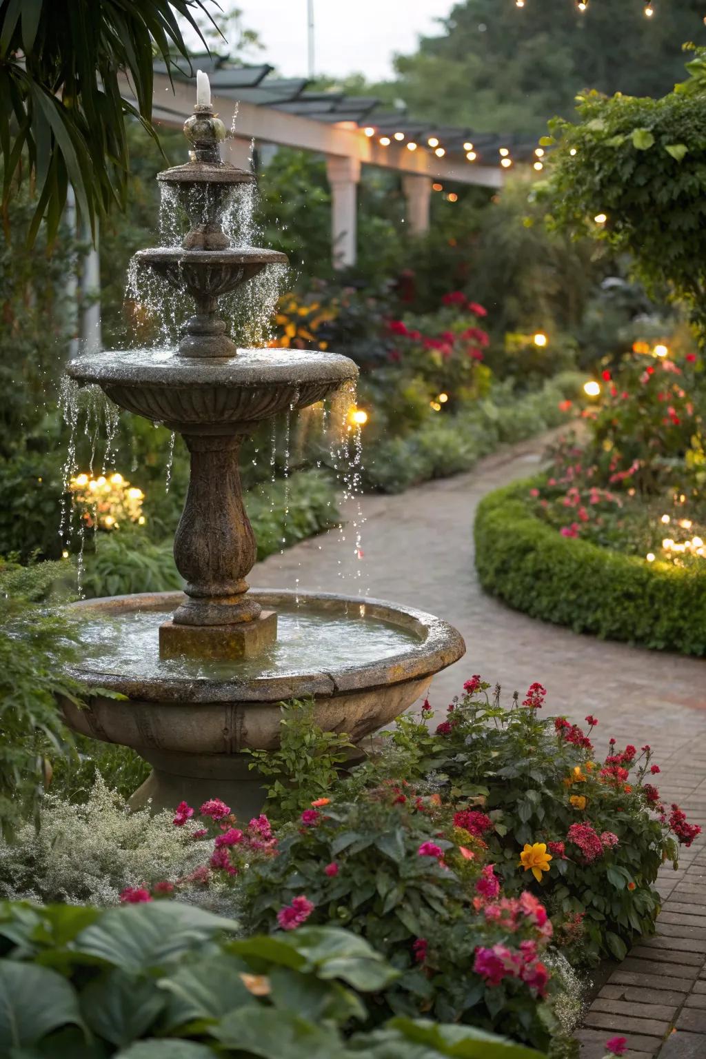 Blend seamlessly with an integrated garden fountain.