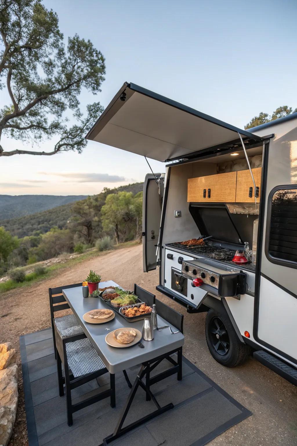 Embrace outdoor cooking with a camper kitchen setup.