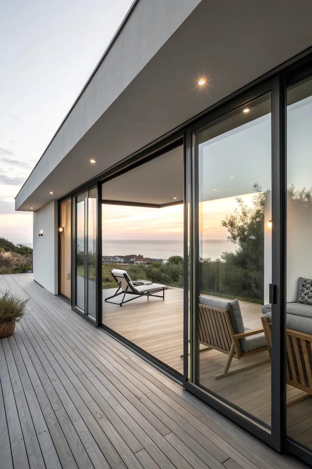 A minimalistic deck with clean lines and minimalist decor, perfect for modern aesthetics.