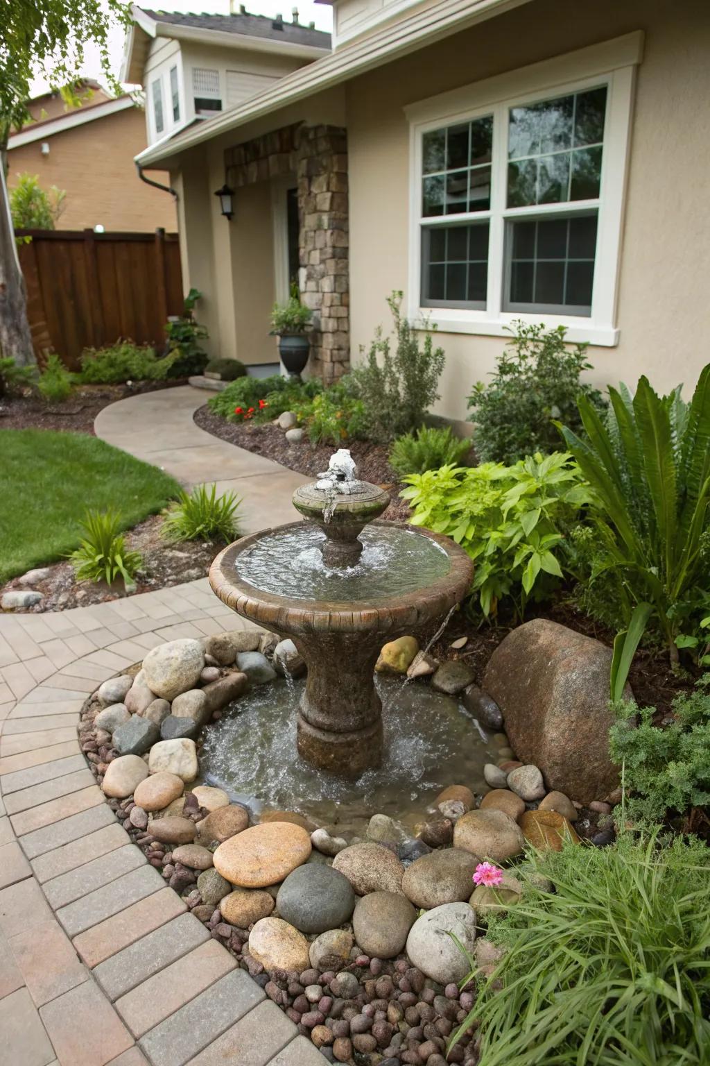 Mini water features add tranquility and charm.