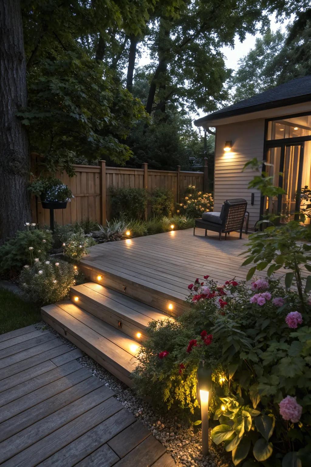 Deck lighting enhances your outdoor living area with style.
