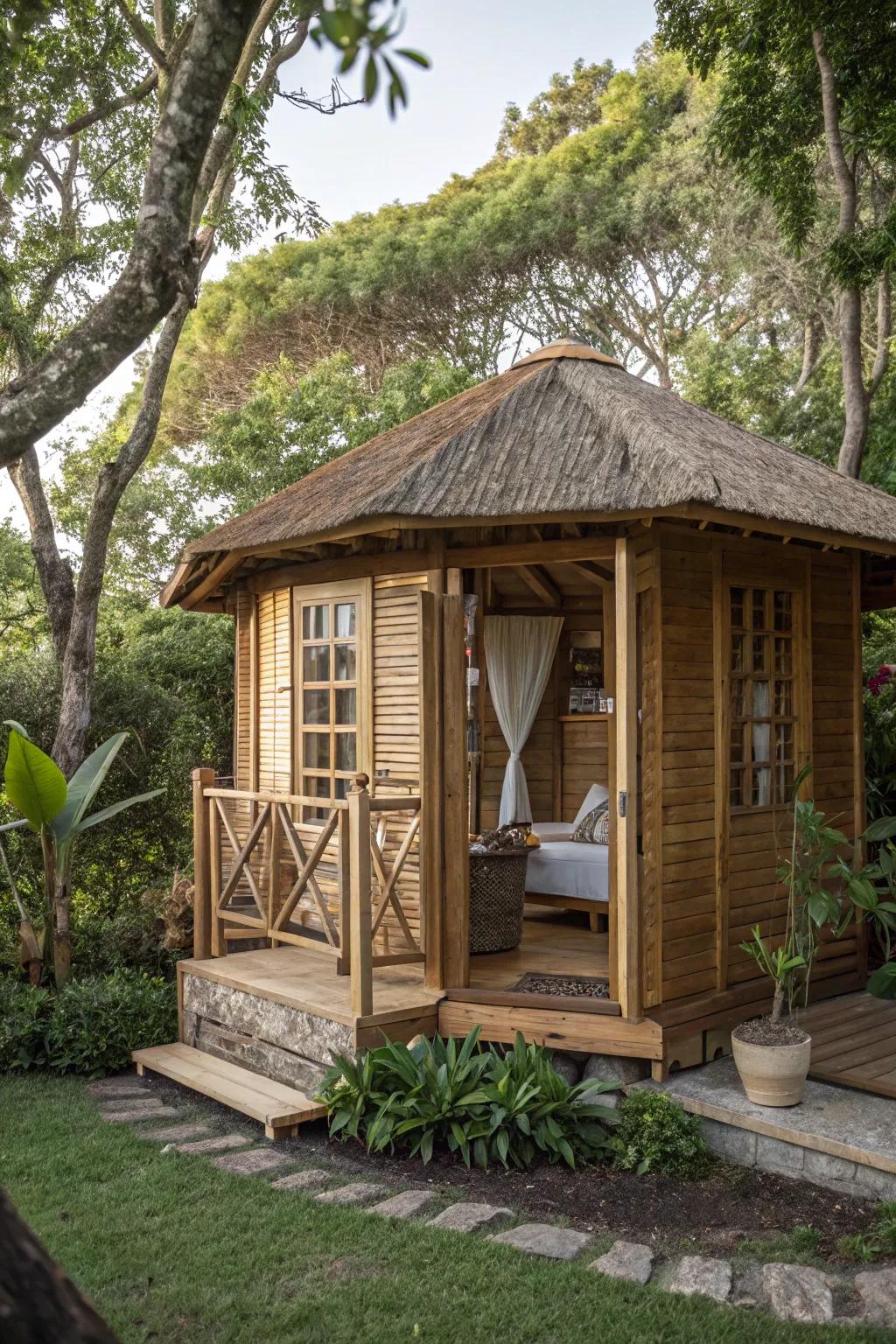 Rustic charm with natural materials.