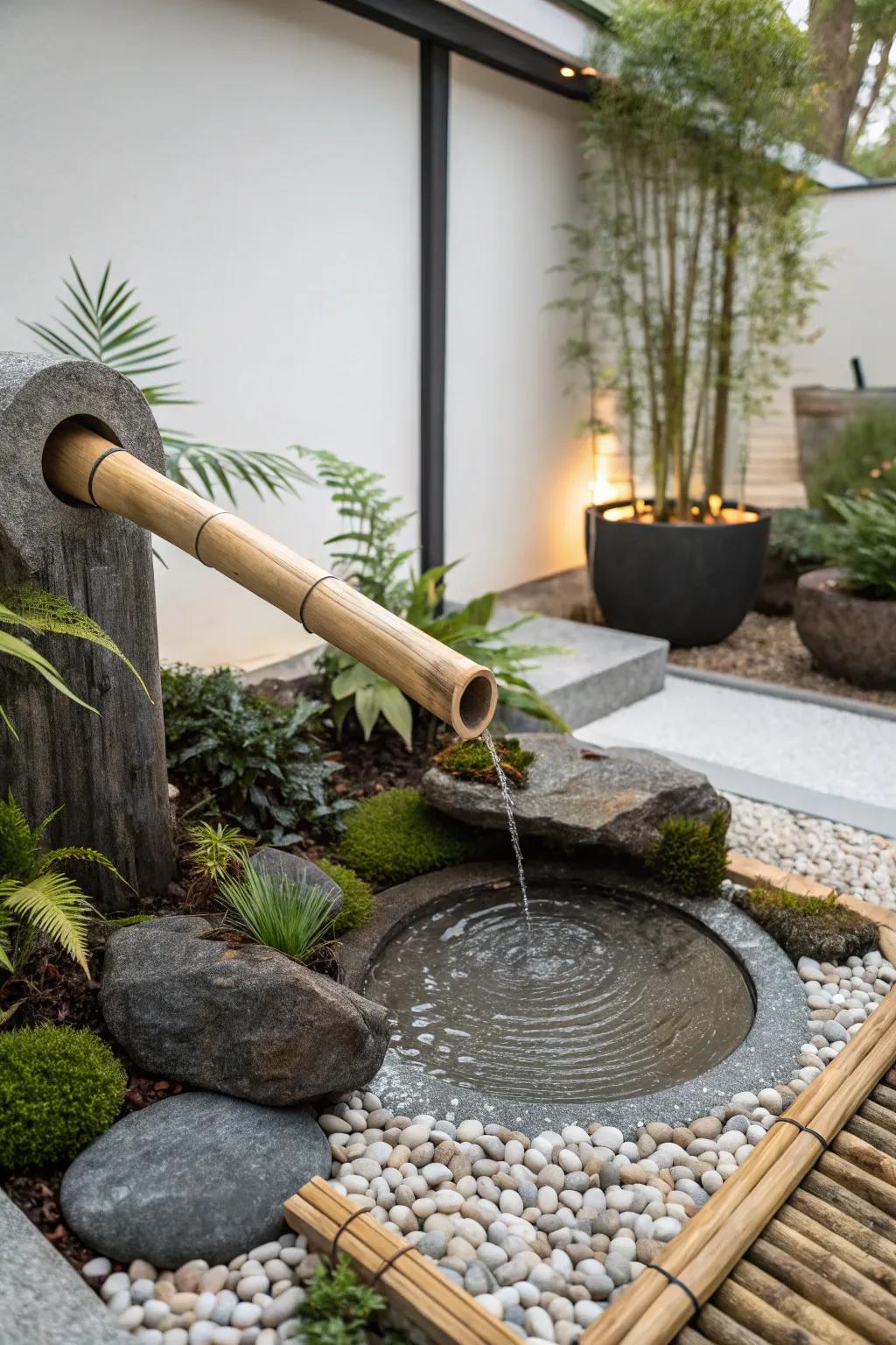 A Zen garden offers a peaceful retreat right at your doorstep.