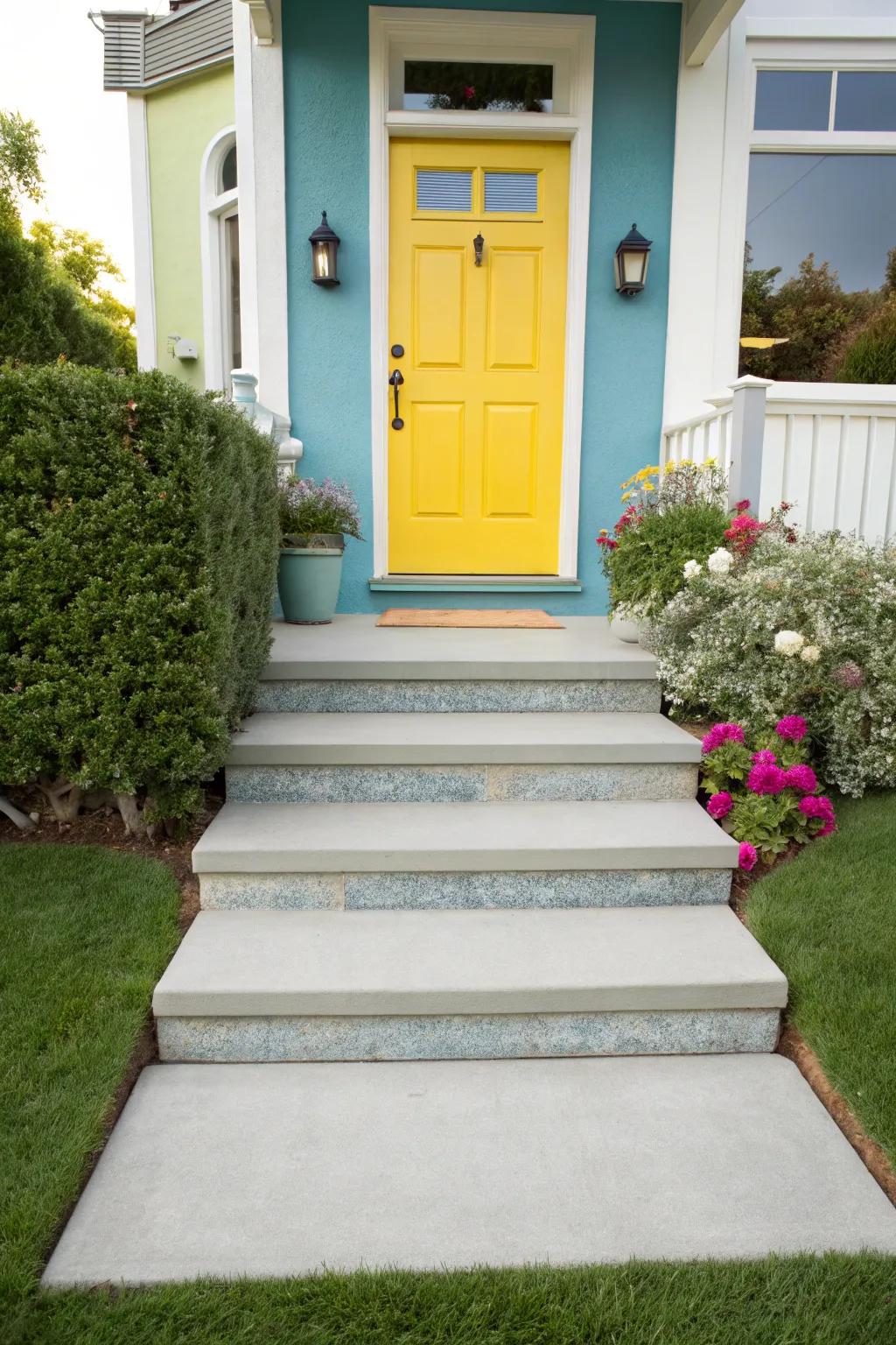 Bold color contrasts draw attention and enhance curb appeal.
