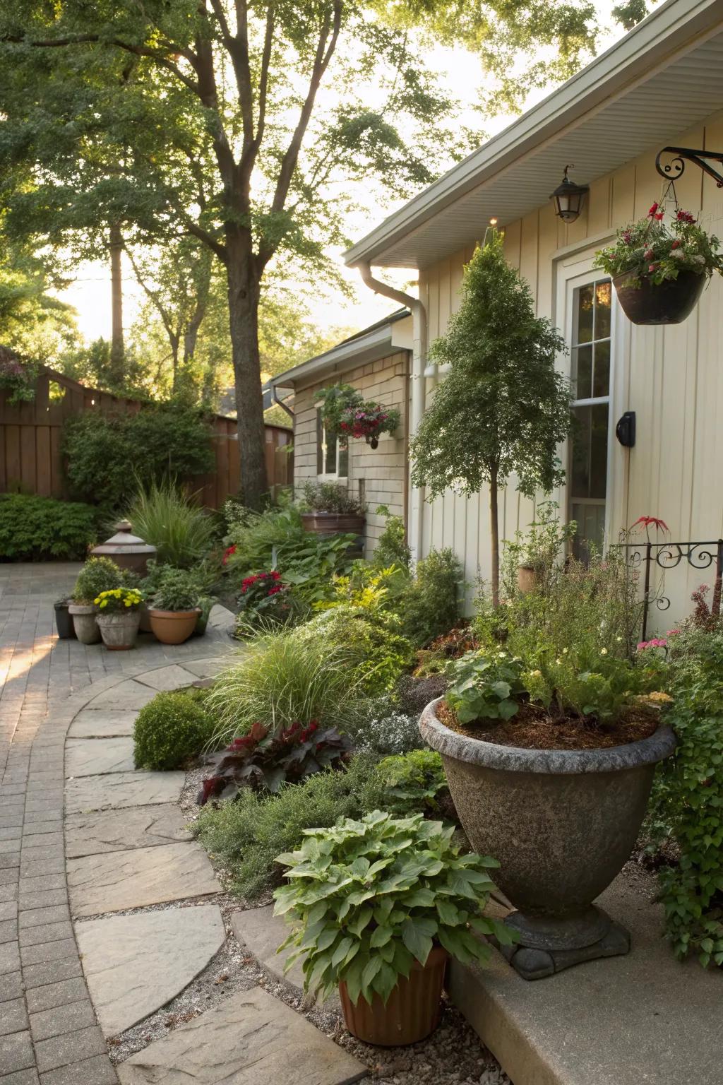 Utilize planters to maximize space and add visual interest.