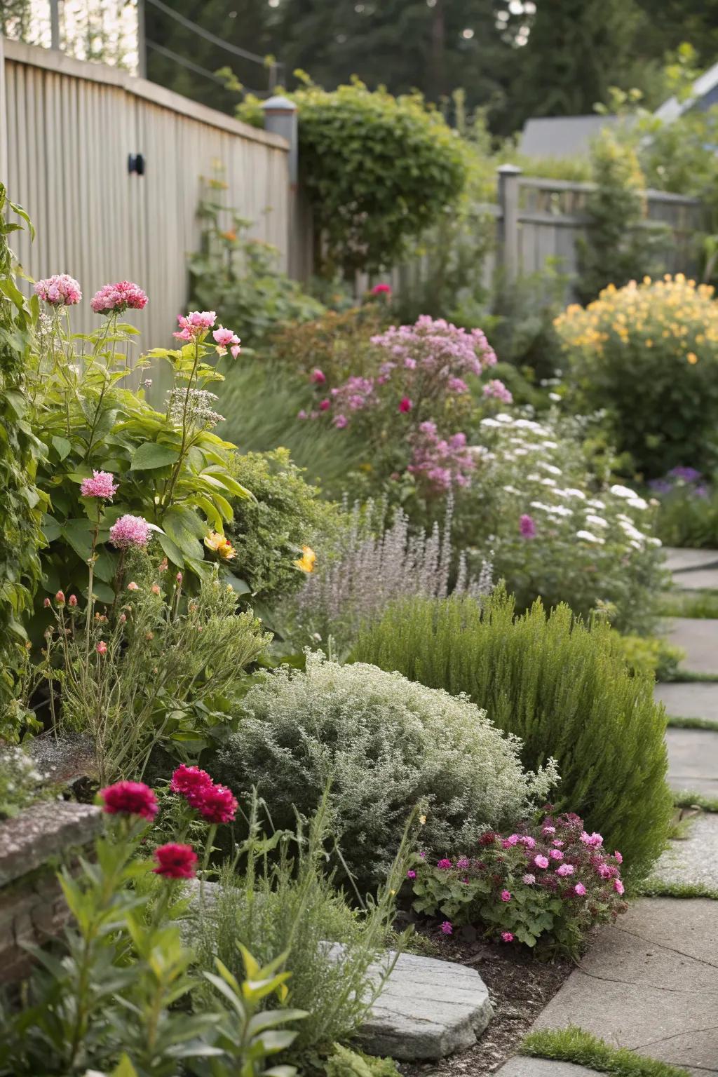 A rich tapestry of mixed plant arrangements.