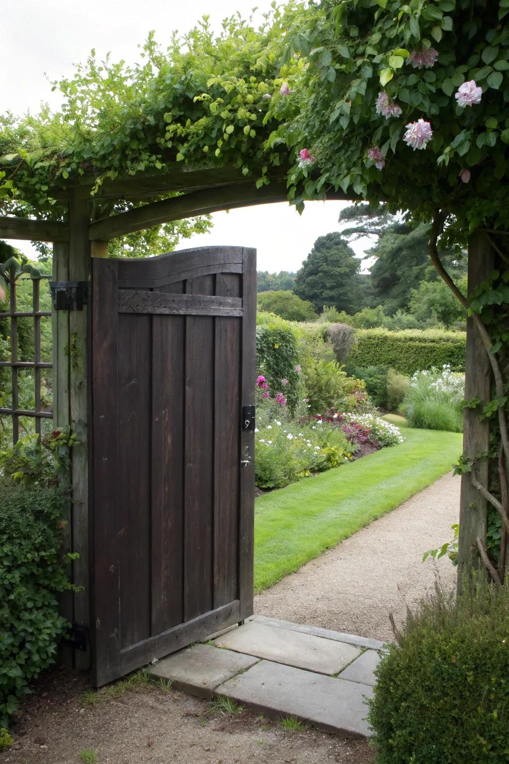 A solid panel gate for enhanced privacy at home.