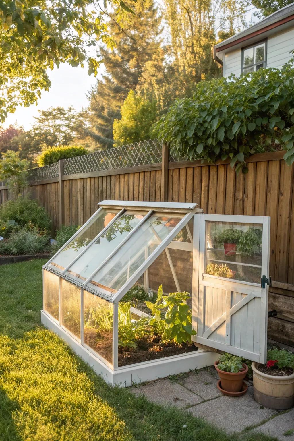 A versatile cold frame greenhouse, ideal for seasonal gardening.