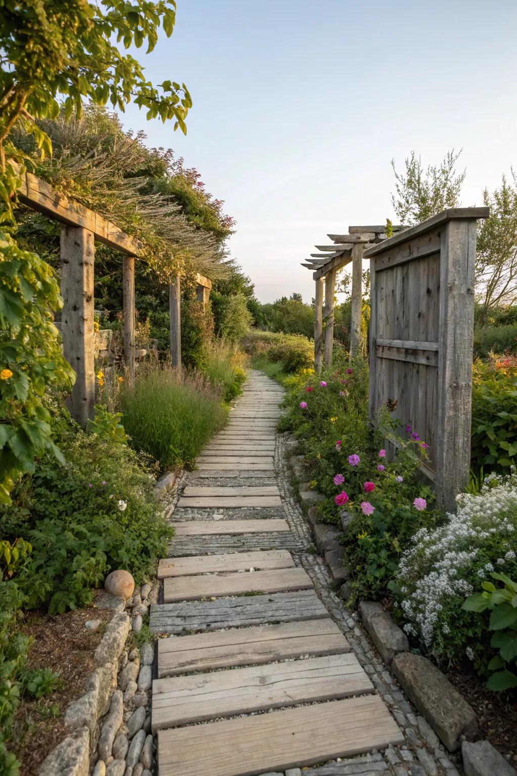 A striking path using contrasting materials for visual interest.