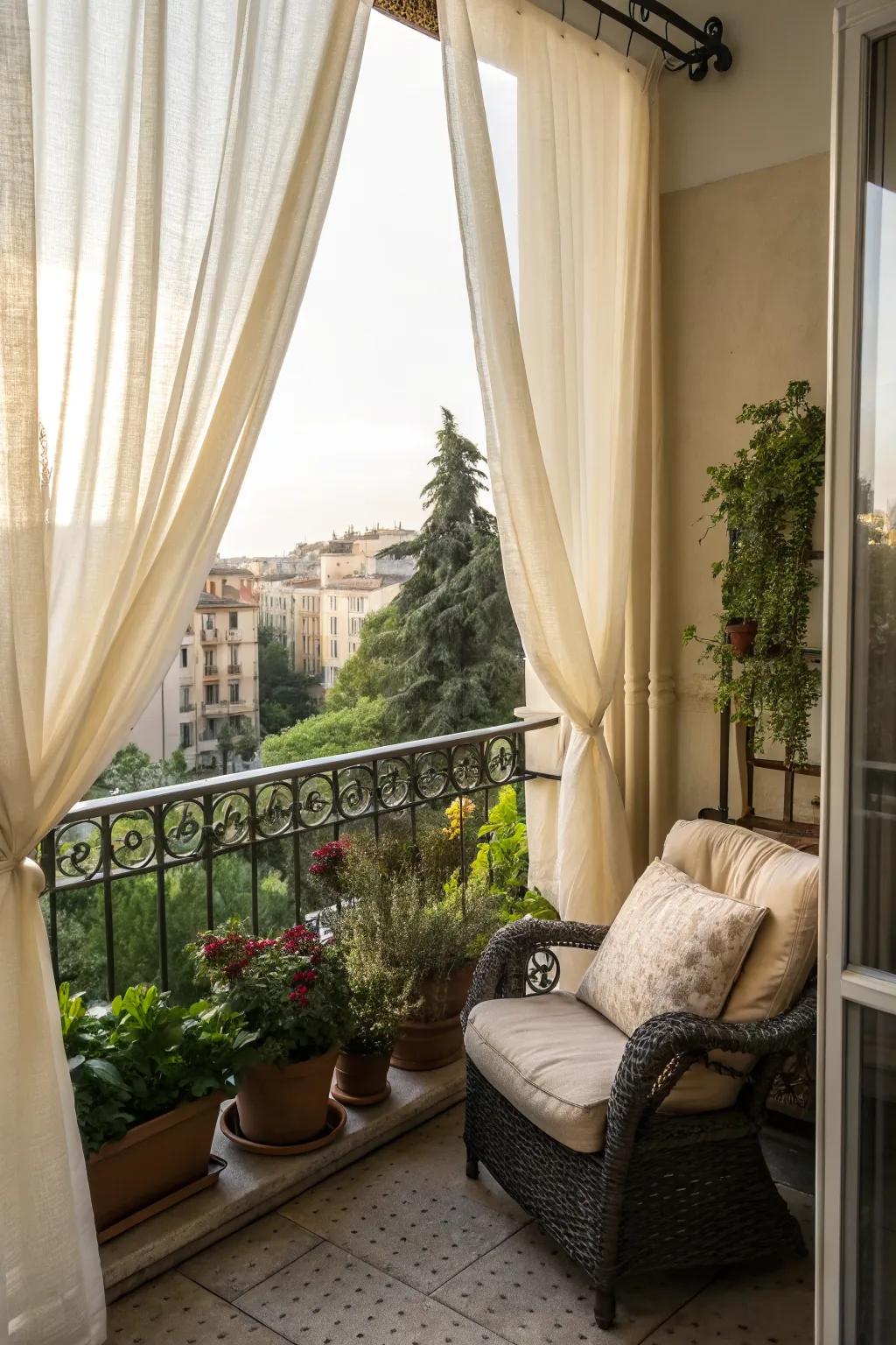 Privacy screens offer a secluded feel to your balcony.