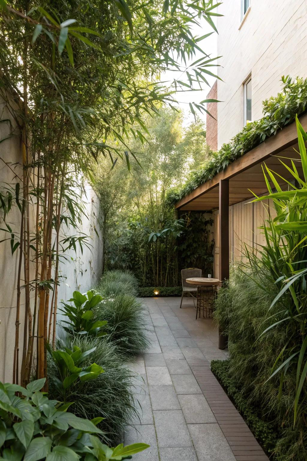 Create privacy with tall plants or trellises in your outdoor space.