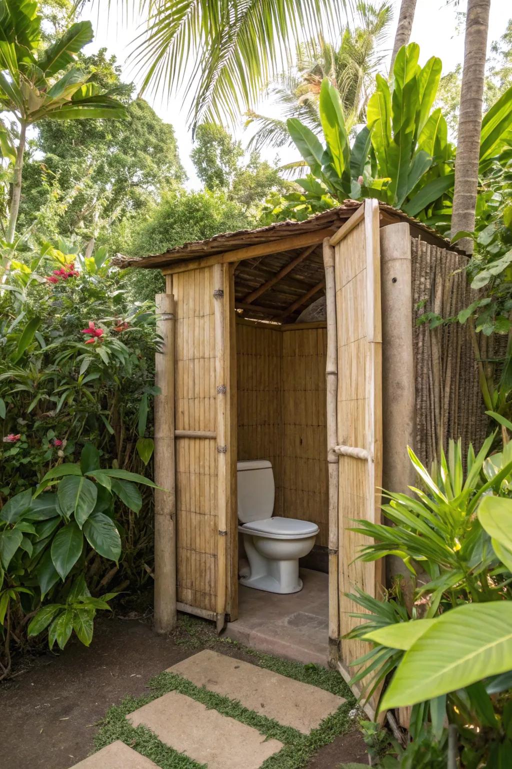 Tropical-inspired open-air toilet