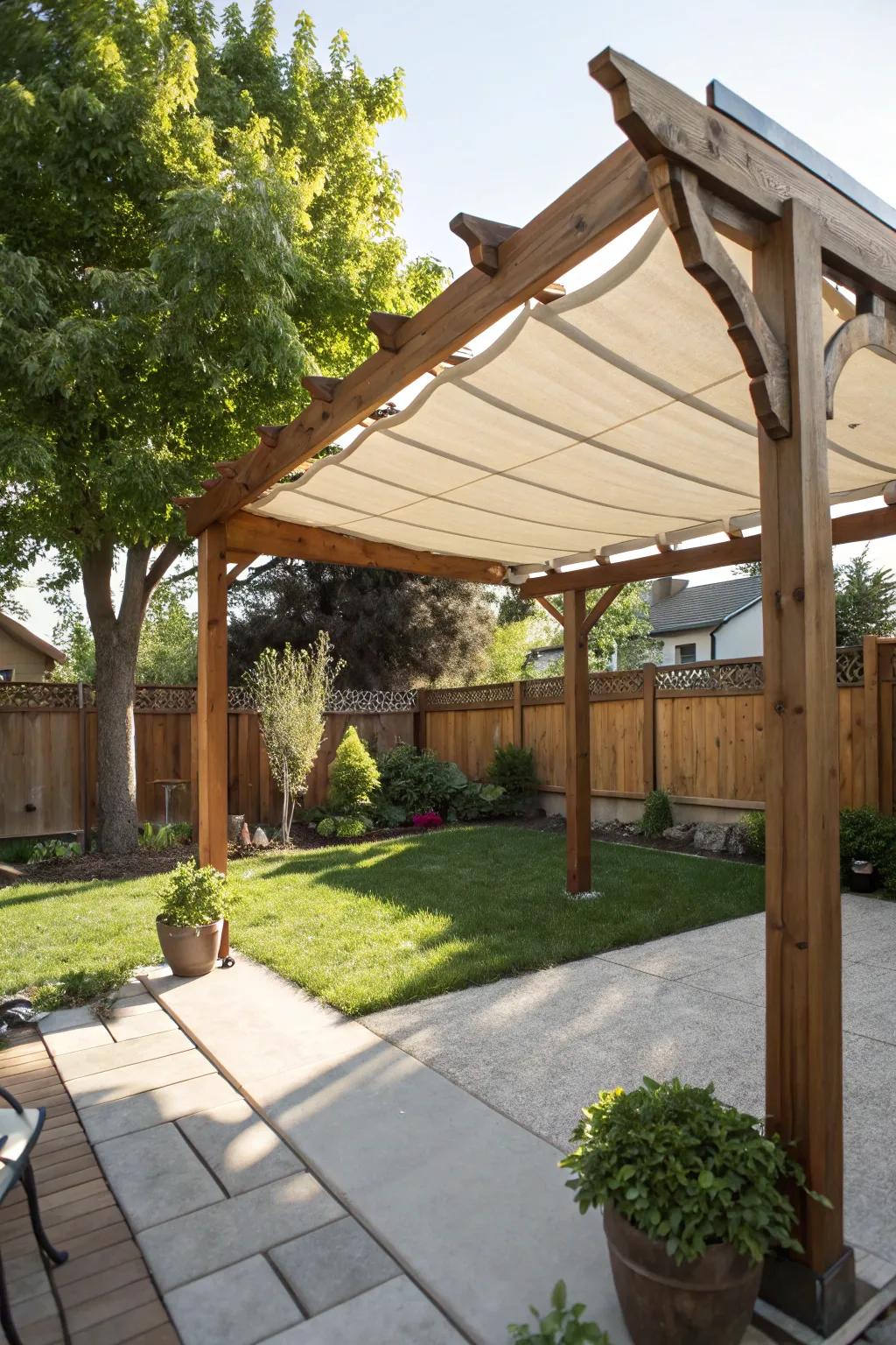 Retractable canopies offer flexible shade options.