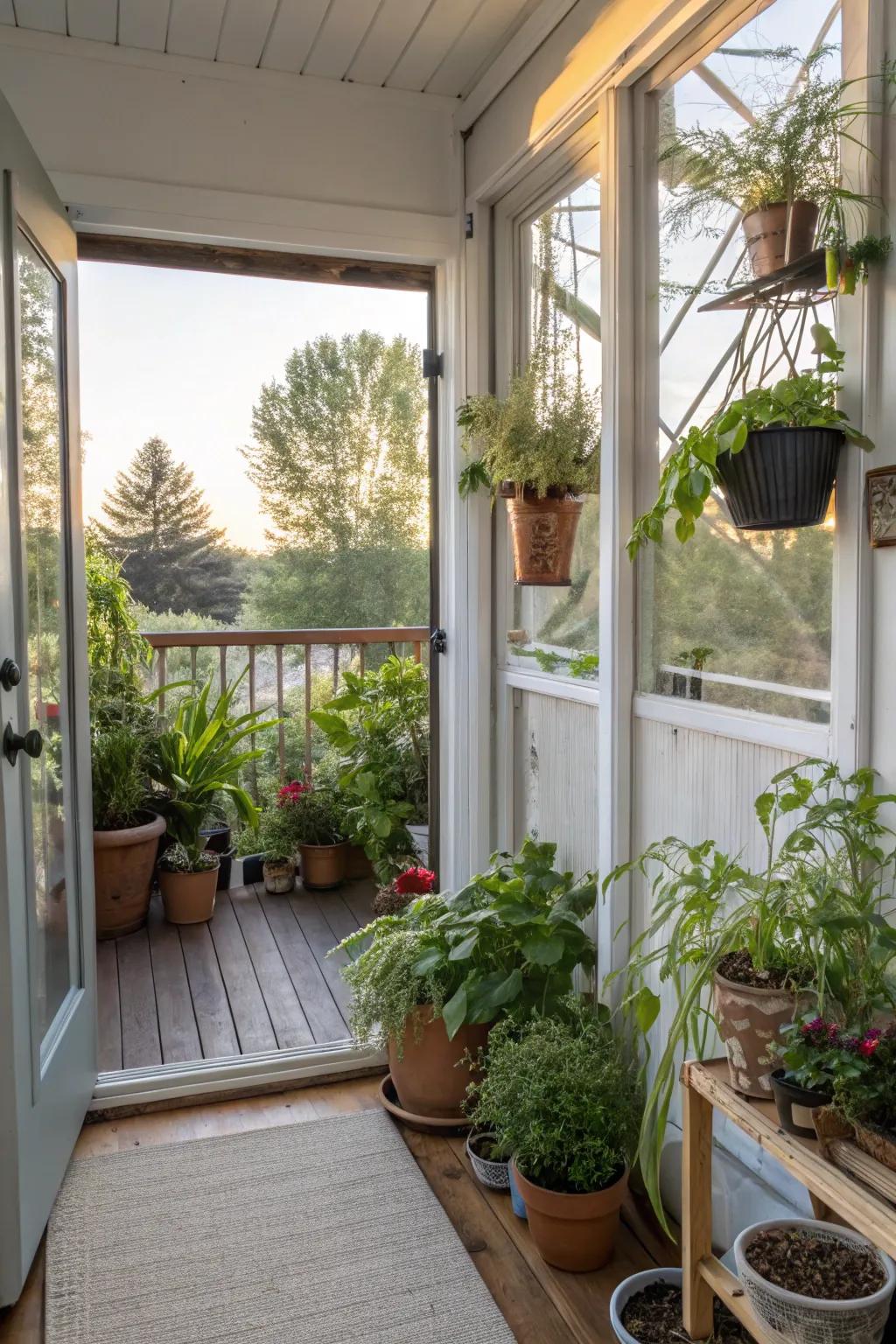 Potted plants add life and greenery to your porch.