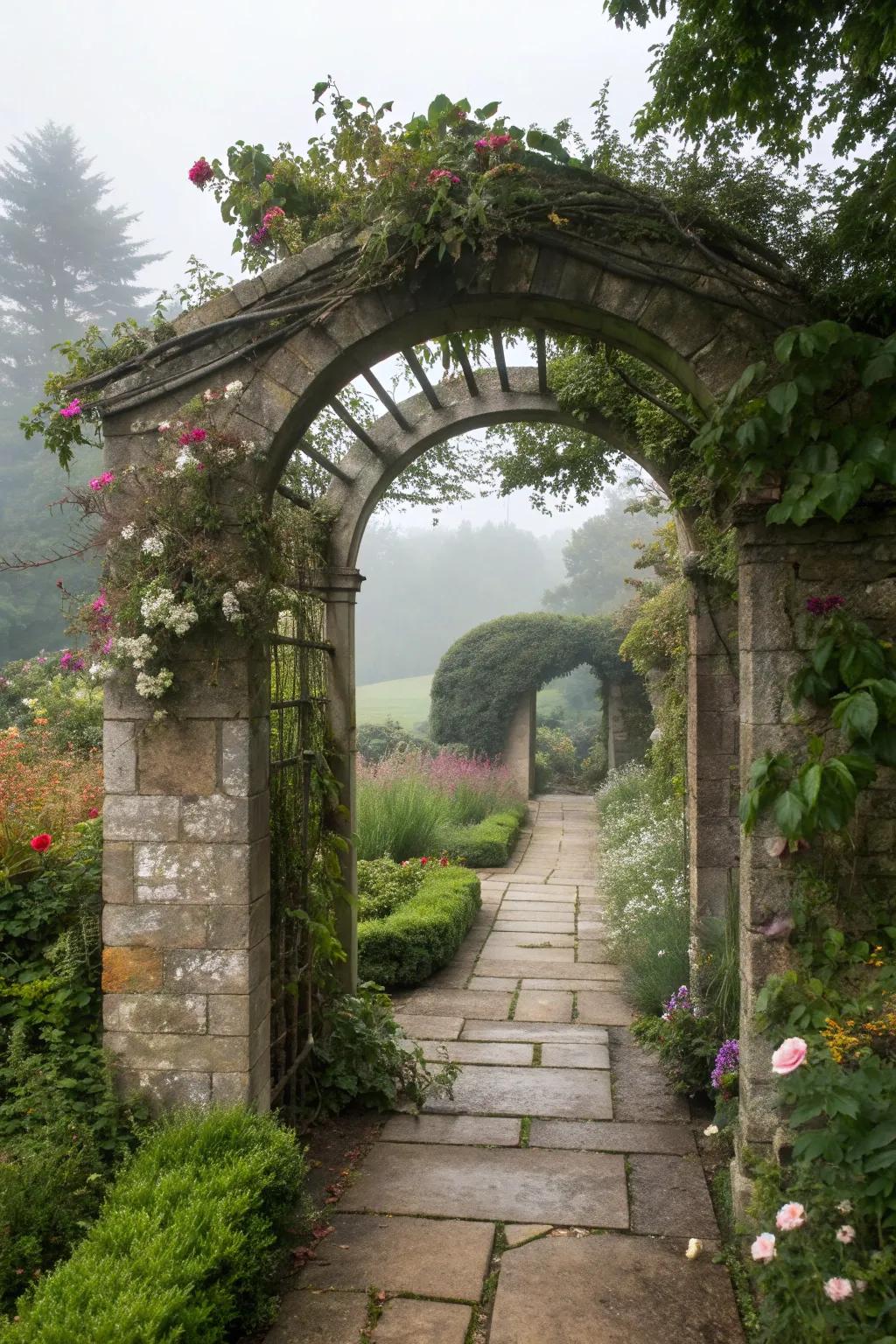 Arches create inviting entrances and pathways.
