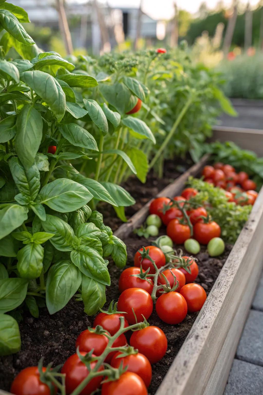 Companion planting boosts growth and naturally deters pests.