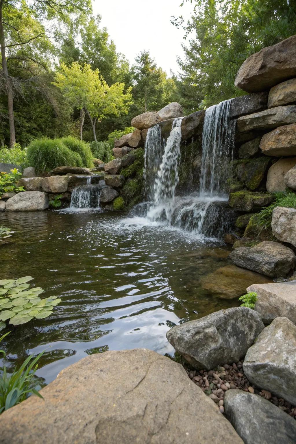 Enjoy the serenity of a waterfall without the maintenance of a pond.