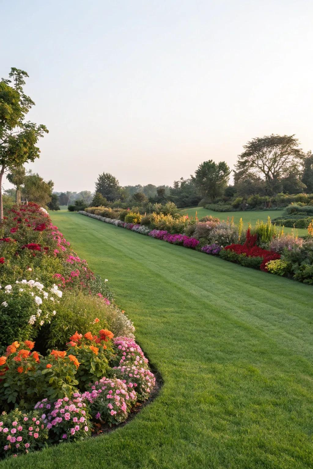 A lush, manicured lawn that serves as a beautiful garden backdrop.