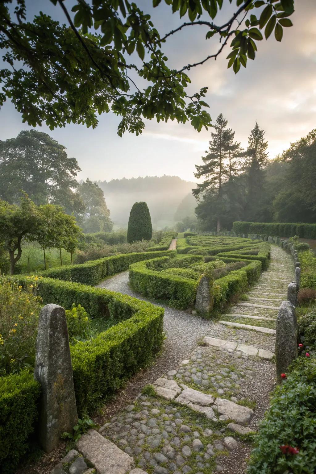 A garden labyrinth for meditation and reflection.