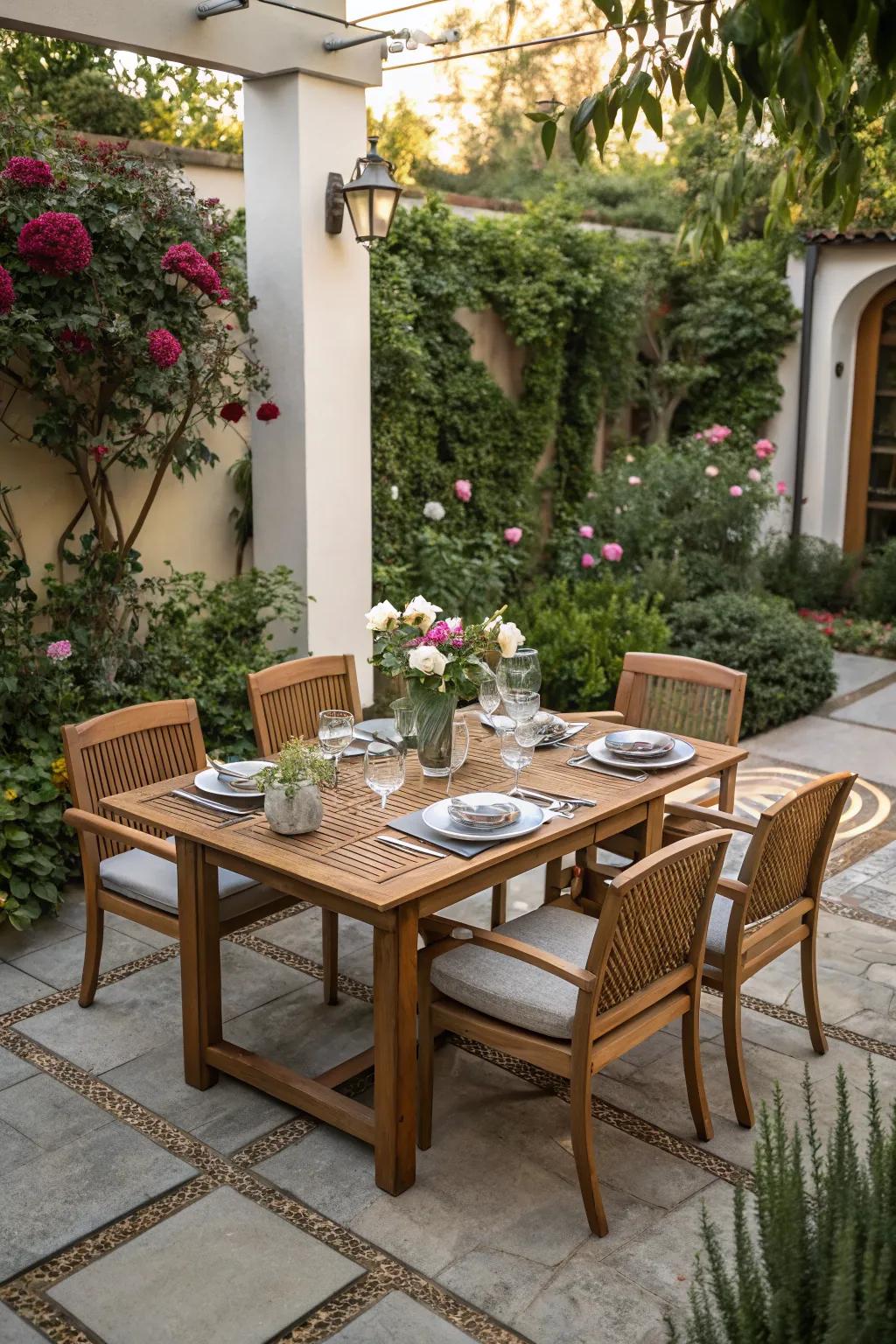 Create an inviting dining area for memorable meals outdoors.