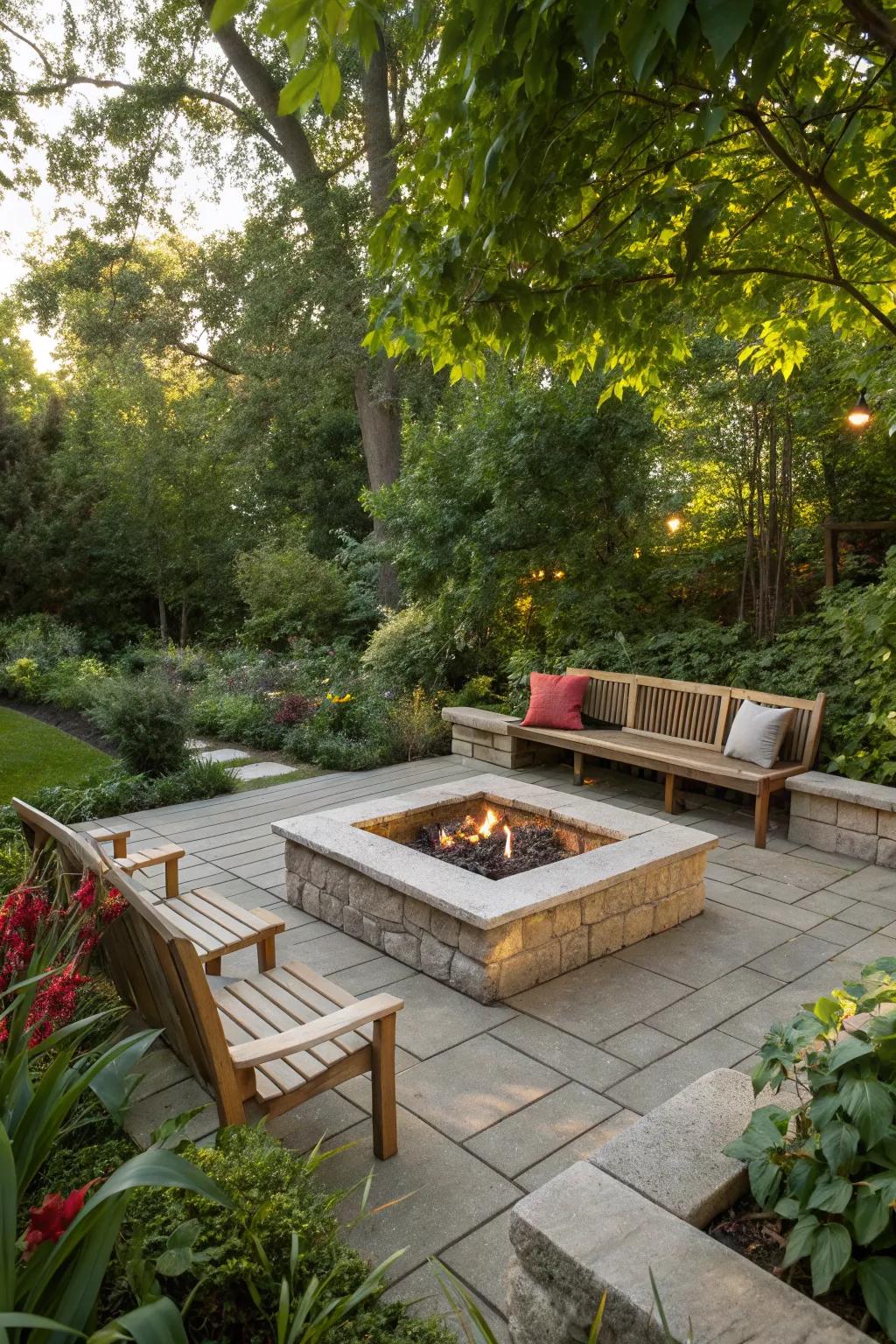 Integrated seating makes your fire pit area more inviting.