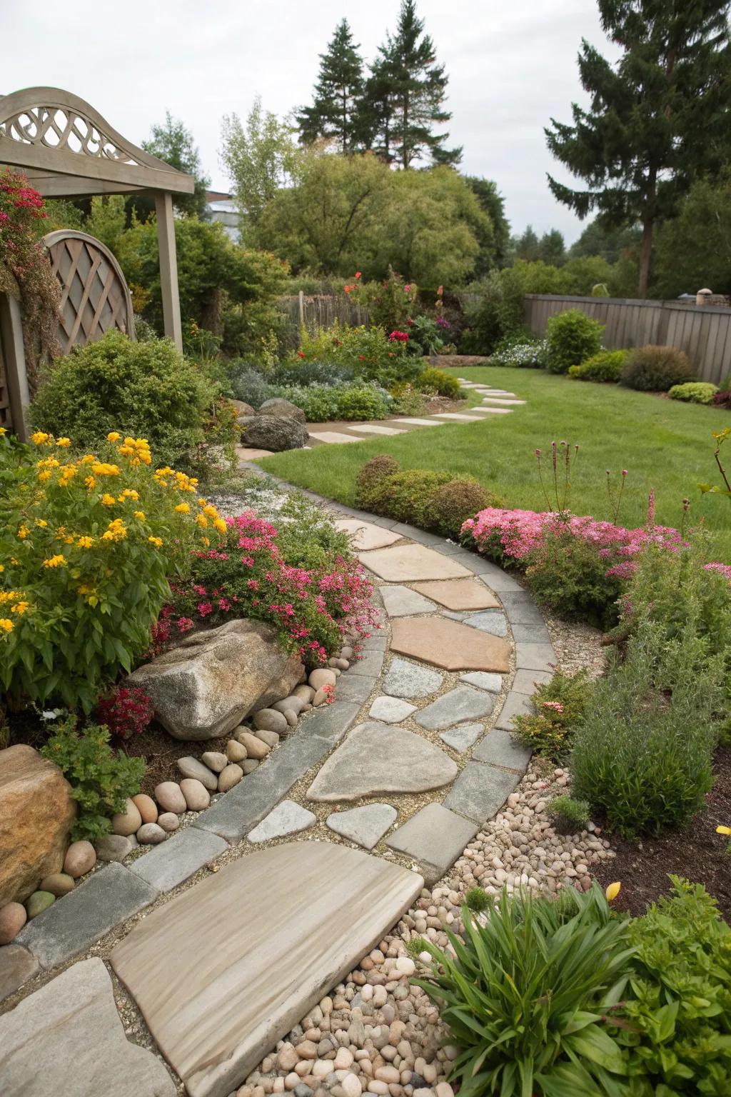 Natural stone pathways enhance accessibility and beauty.