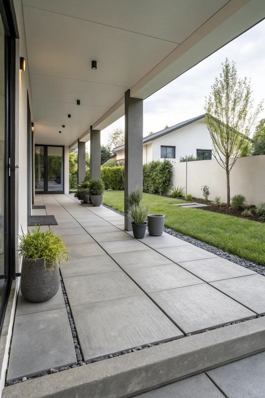 Concrete pavers provide a sleek, modern look.