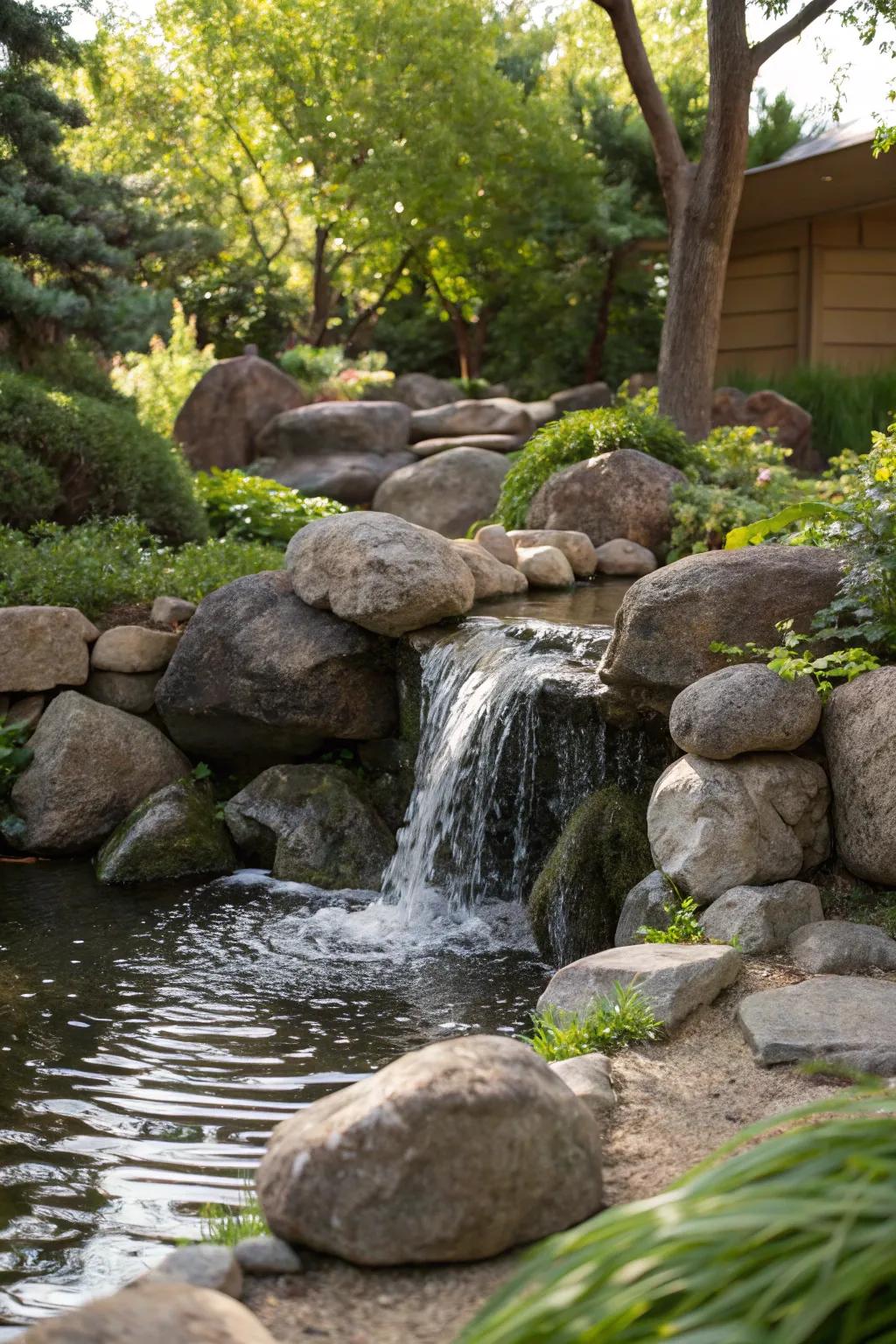Enhance your garden with calming stone water features.