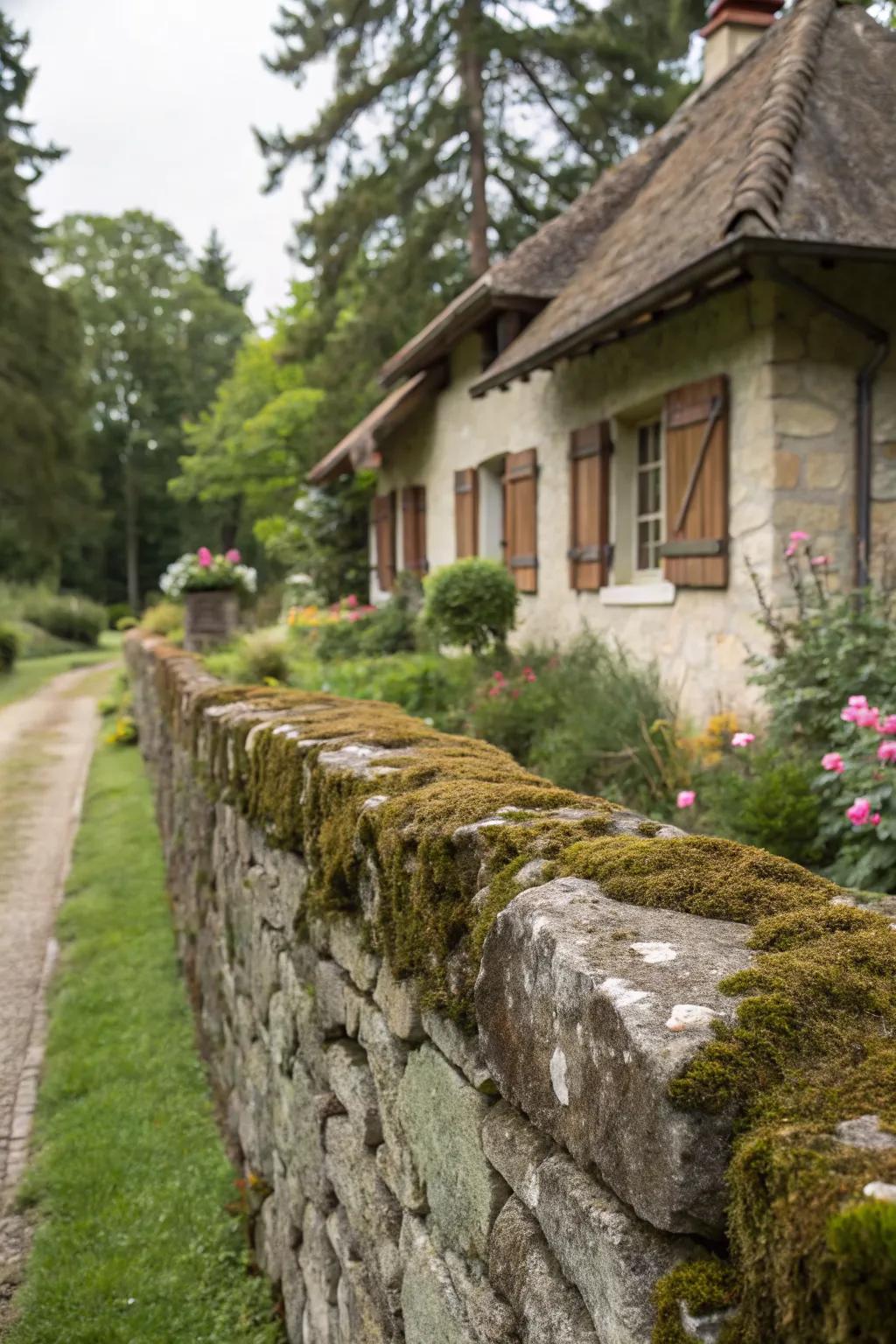 Natural stone walls add rustic charm to any traditional home.