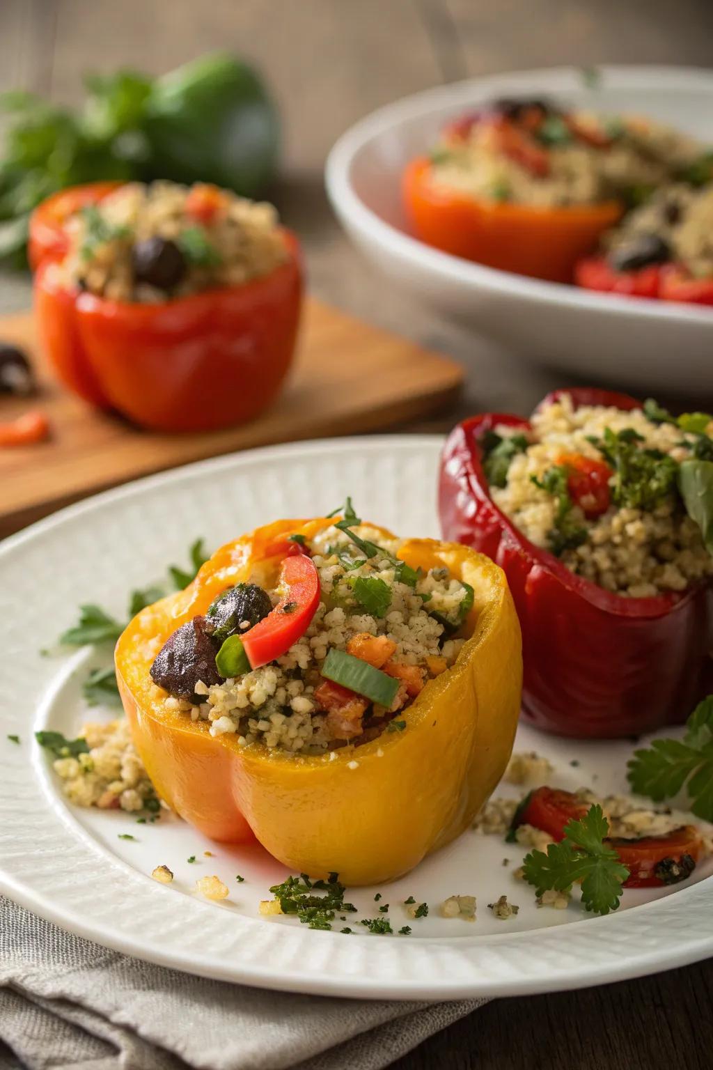 Delicious stuffed bell peppers, a hearty summer meal.