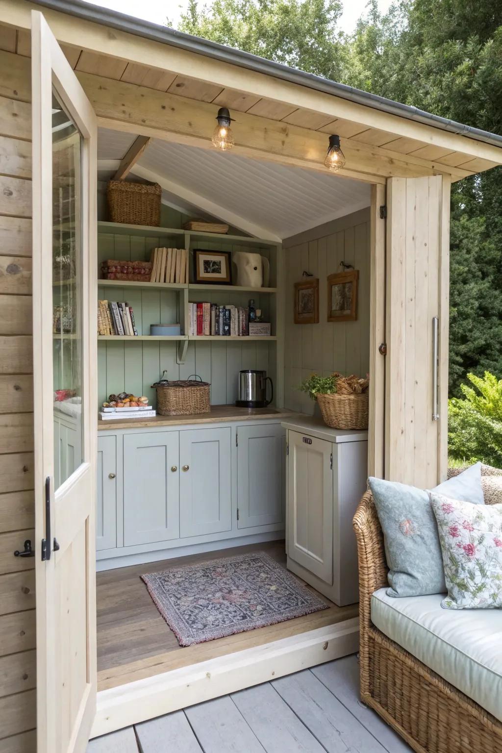 An efficiently designed summerhouse for smaller spaces.