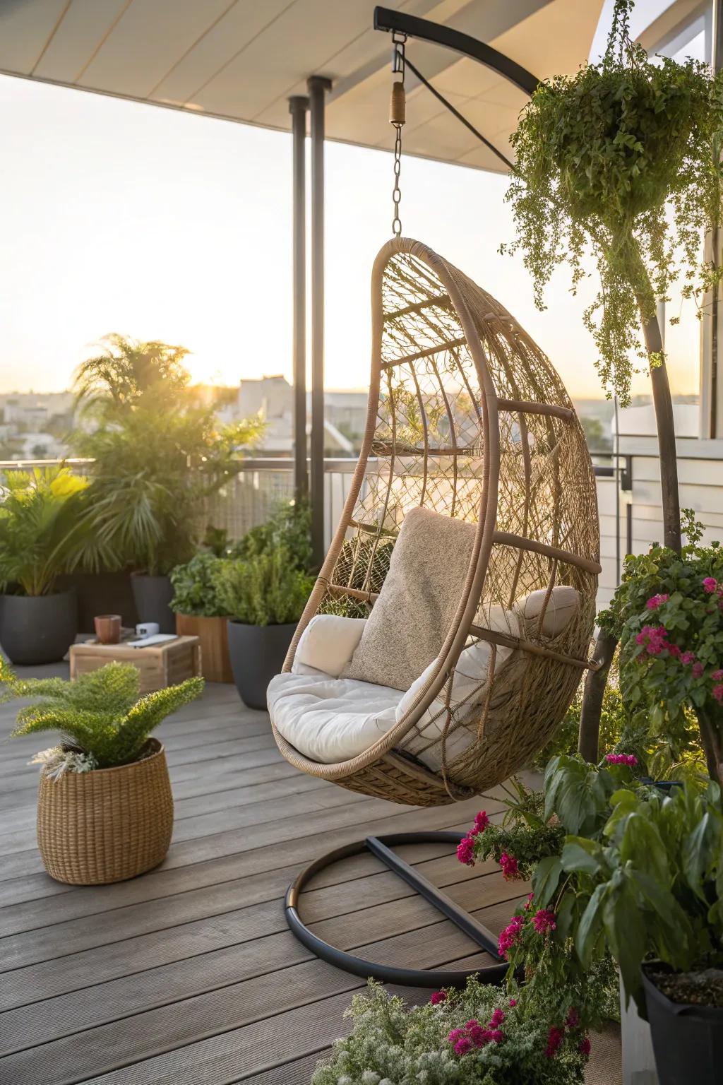 Swing chairs add a charming twist.