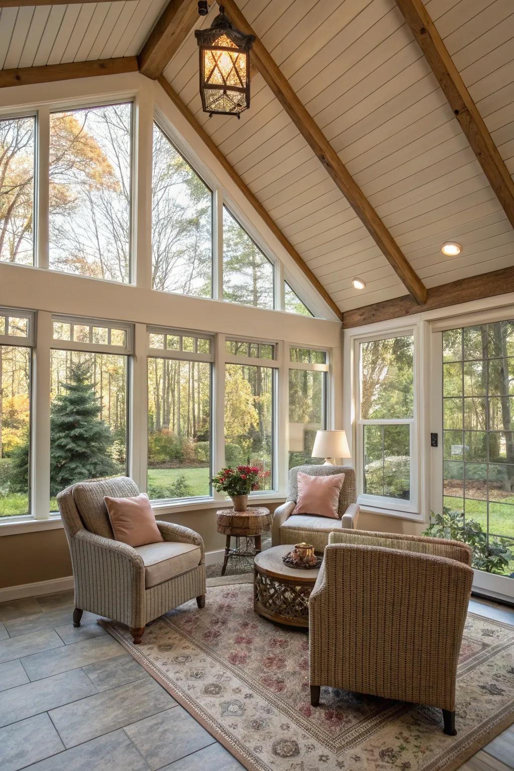 Gable roofs add traditional elegance and spaciousness.