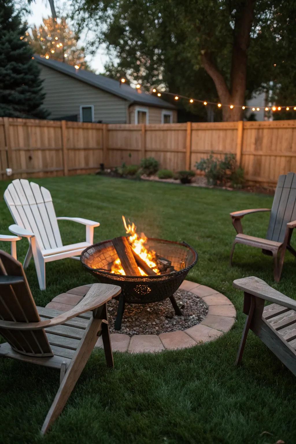 Bring warmth and ambiance to your temporary outdoor space with a portable fire pit.